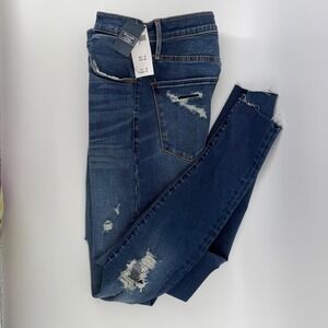 Abercrombie & Fitch Ultra High Rise Super Skinny Distressed Jeans Blue 26/2R NEW